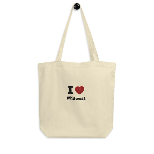 I Heart Midwest Embroidered Eco Tote Bag