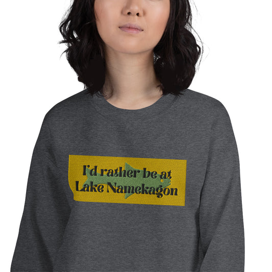 I'd Rather Be At Lake Namekagon Embroidered Sweatshirt
