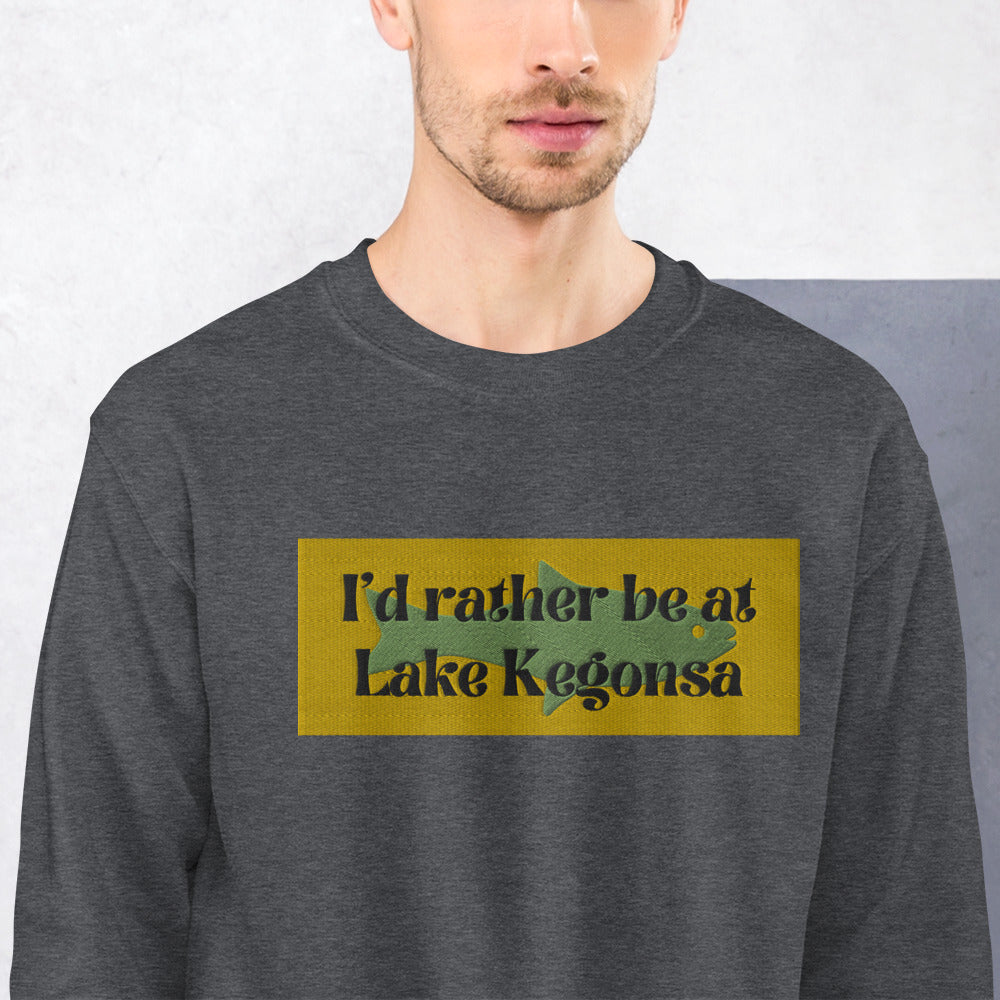 I'd Rather Be At Lake Kegonsa Embroidered Sweatshirt