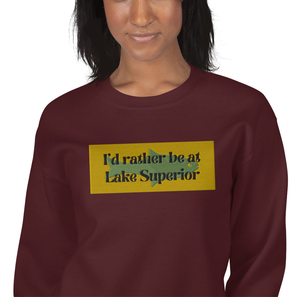 I'd Rather Be At Lake Superior Embroidered Sweatshirt