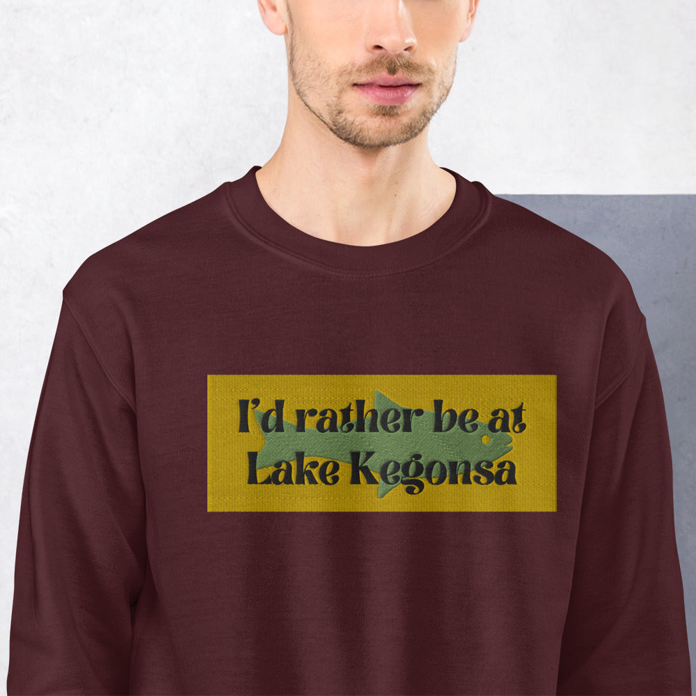 I'd Rather Be At Lake Kegonsa Embroidered Sweatshirt