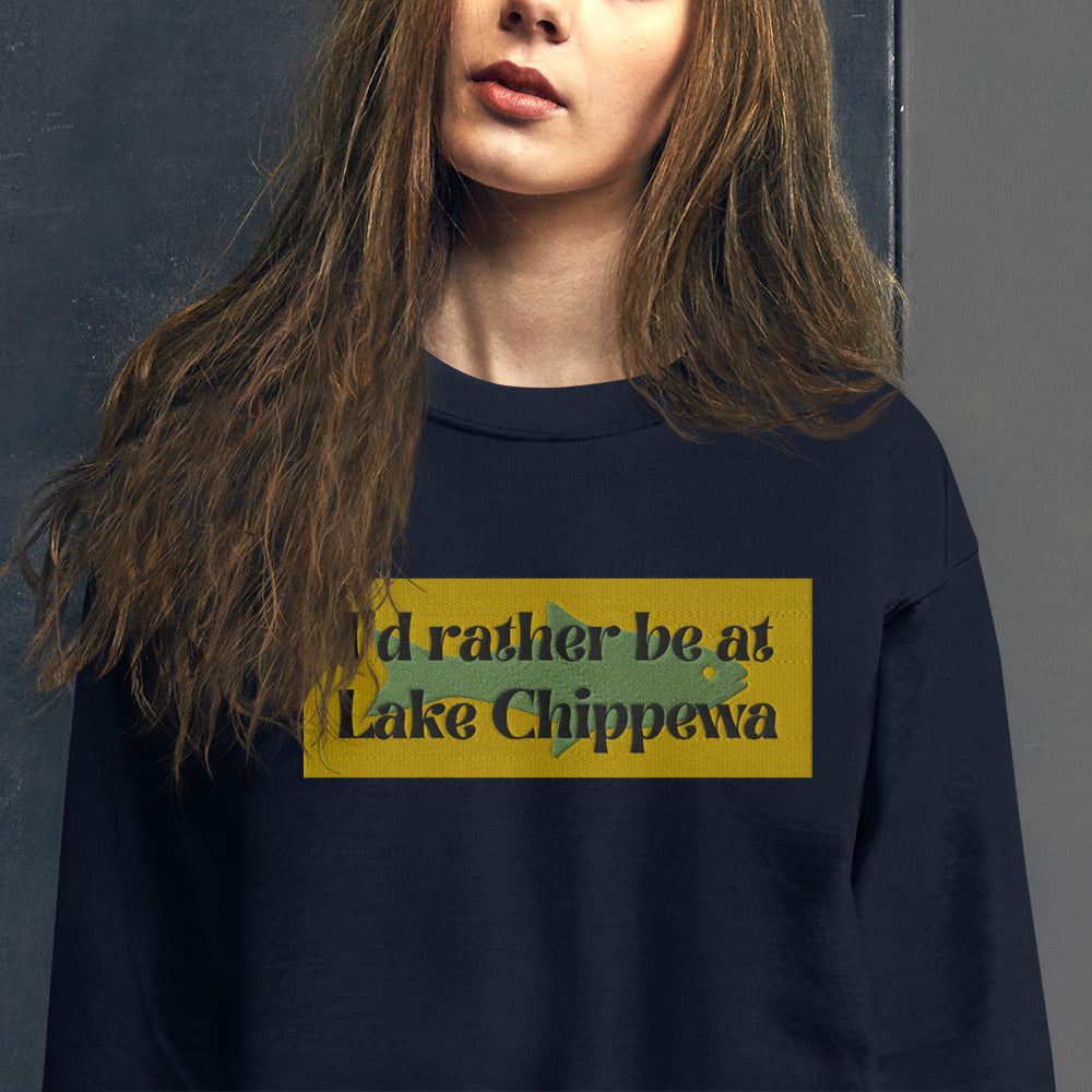 I'd Rather Be In Lake Chippewa Embroidered Sweatshirt