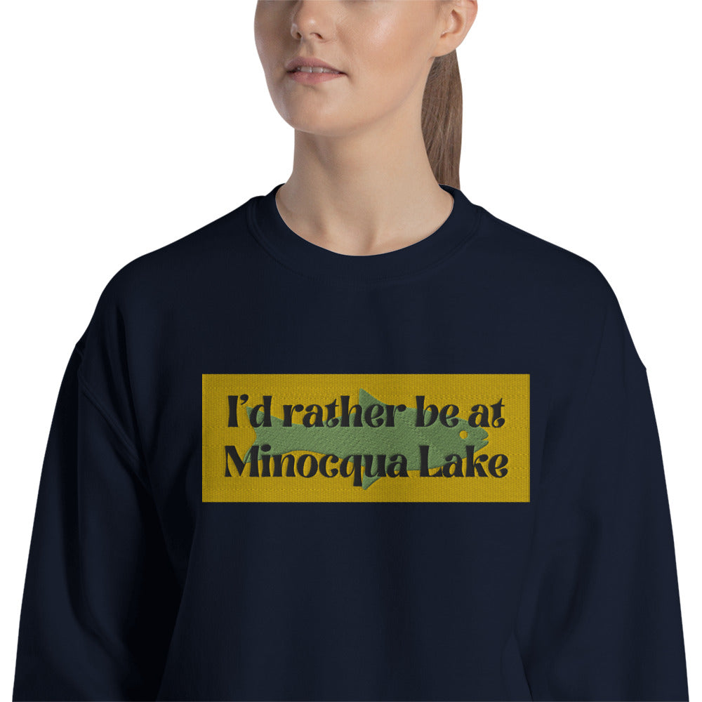 I'd Rather Be At Minocqua Lake Embroidered Sweatshirt