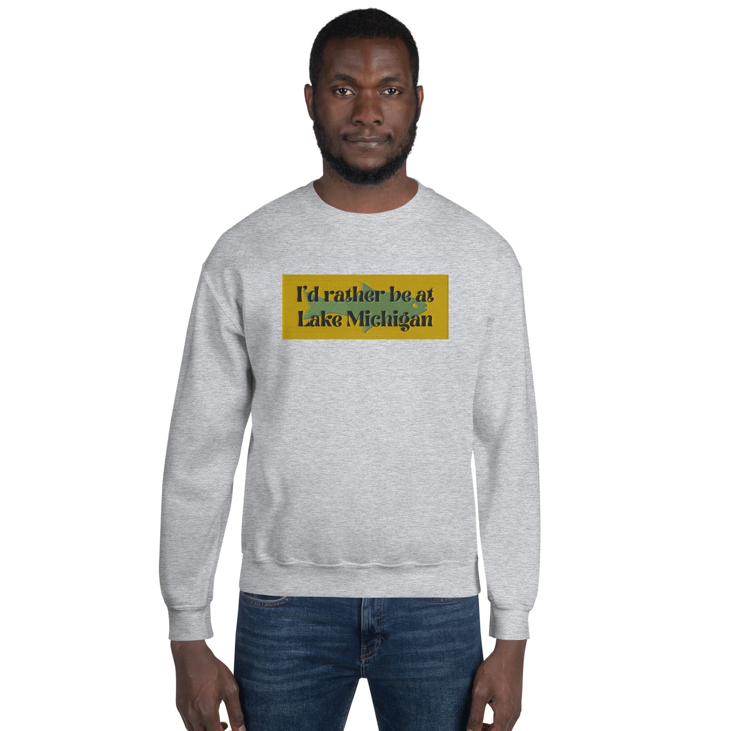 I'd Rather Be At Lake Michigan Embroidered Sweatshirt
