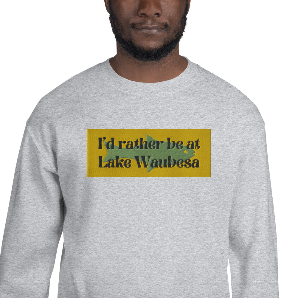I'd Rather Be At Lake Waubesa Embroidered Sweatshirt