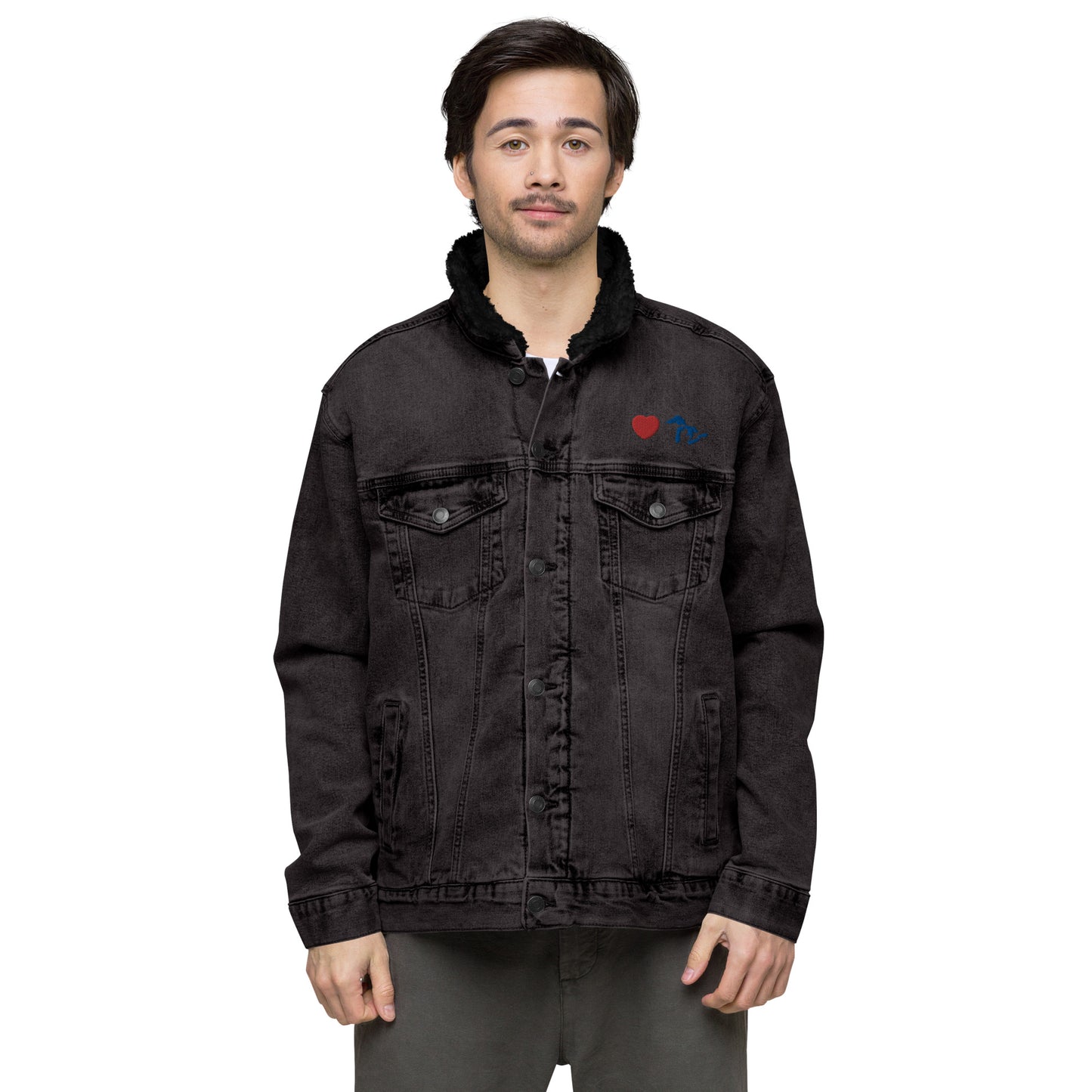 Great Lakes Support Embroidered Denim Sherpa Jacket